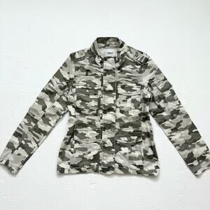 Kensie Jeans Camo Utility Zip Up Jacket Cargo Pockets, Size Medium